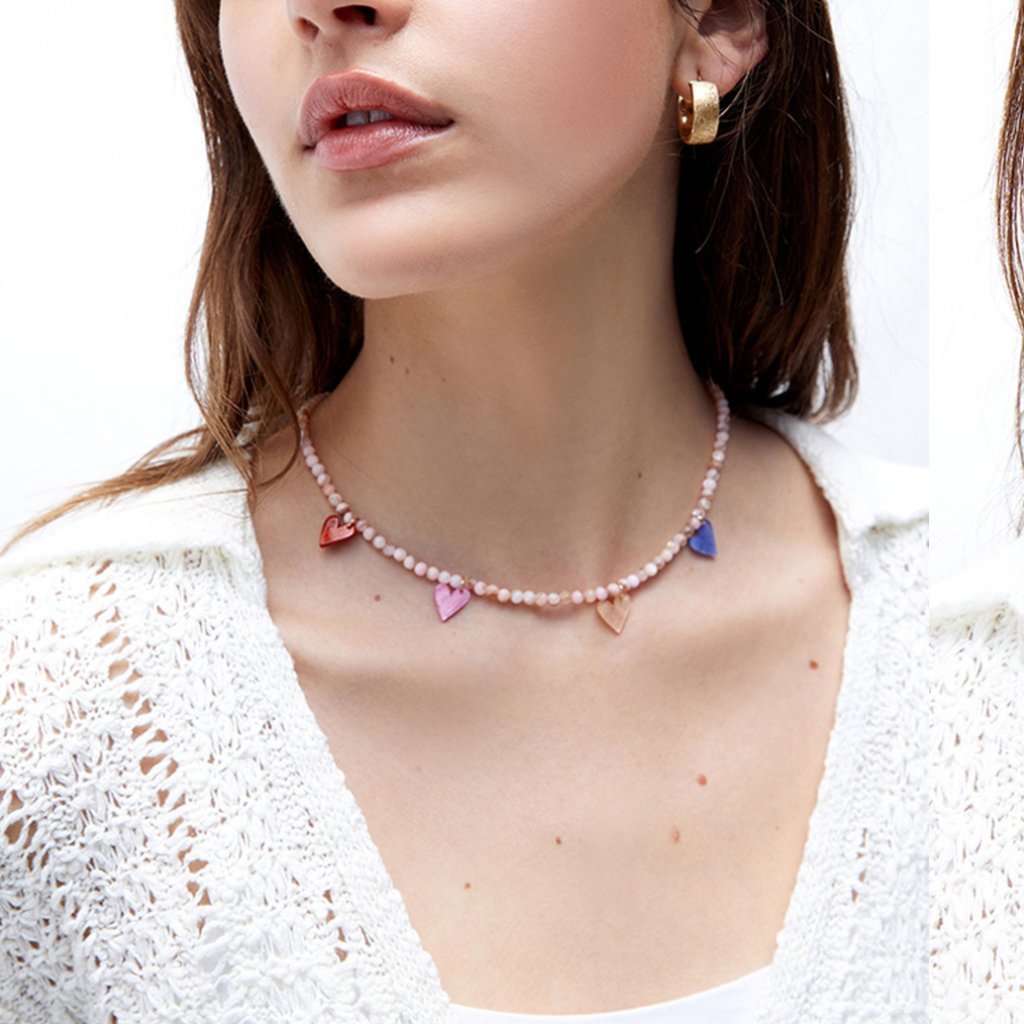 La Hearts Beaded Heart Necklace